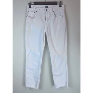 GAP DENIM the Best Girlfriend High Rise Raw Hem White Skinny Jean Womens Size 26